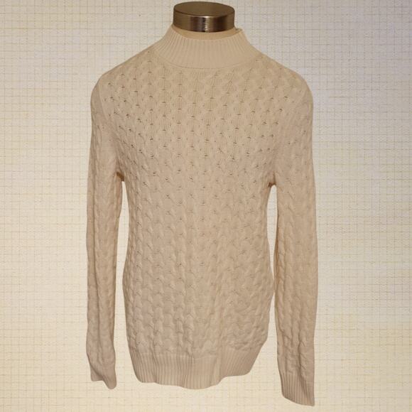 Cable Knit Crewneck Pullover Sweater Studio Works White Women’s Medium - Picture 1 of 7